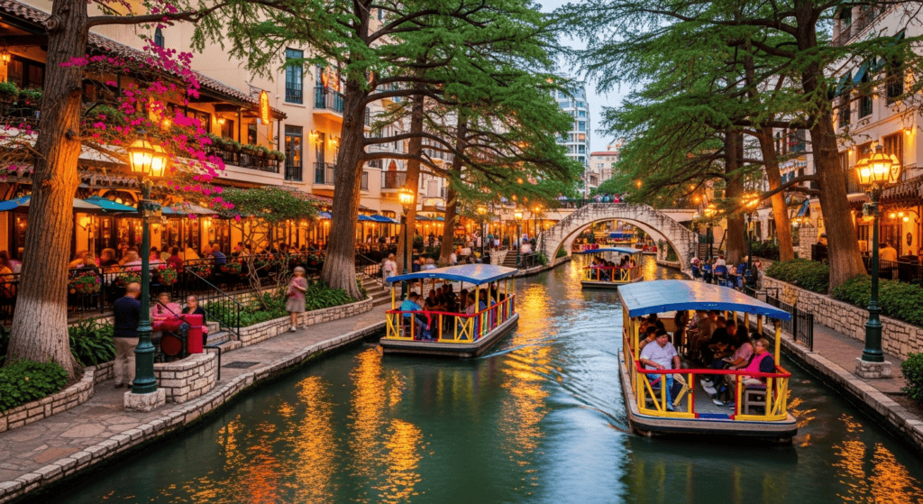 San Antonio River Walk skyline travel photo for cheap flights guide