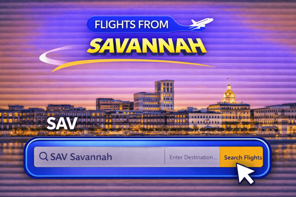 Flights from Savannah historic waterfront with airplane