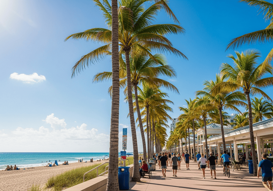 Fort Lauderdale beach with palm trees and ocean showing Fort Lauderdale travel experience