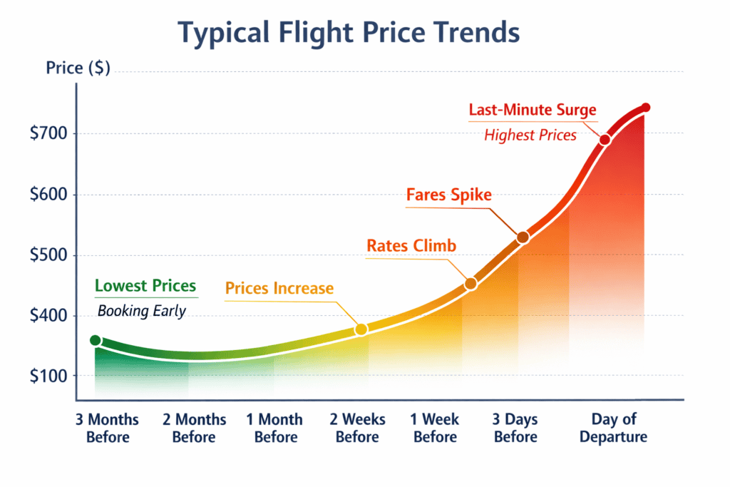 Calendar showing midweek flight prices as cheaper and weekend travel dates as more expensive