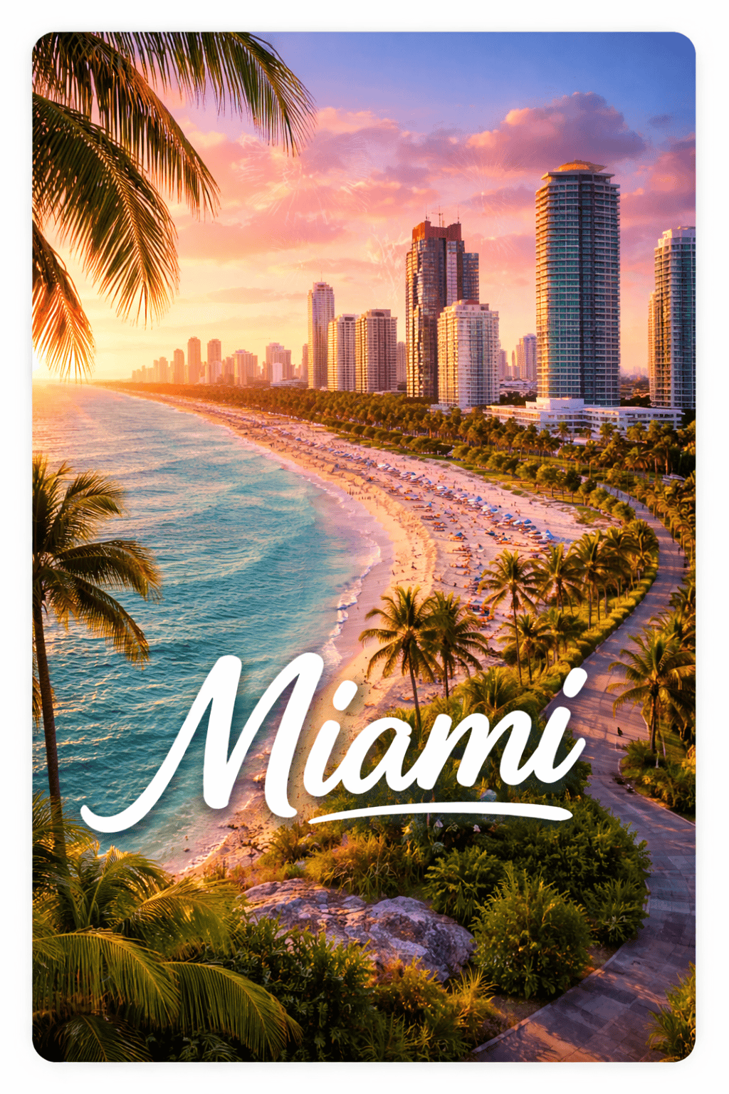 Miami Florida beach skyline and coastline popular travel destination